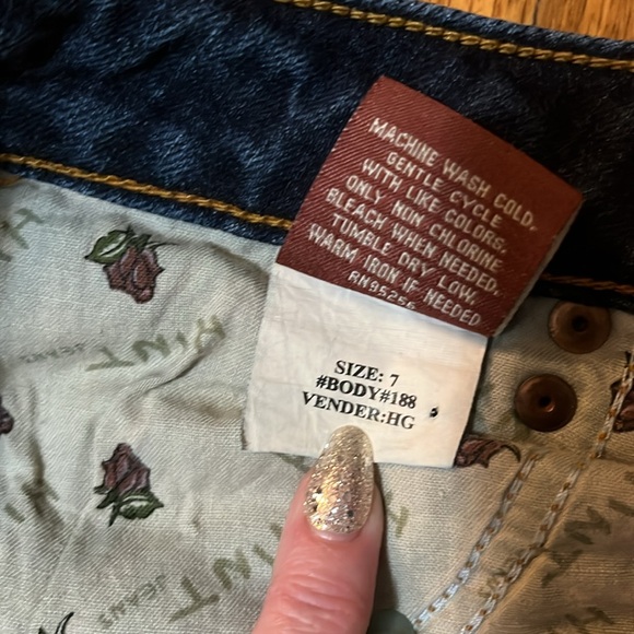 HINT Embroidered Blue Boho Denim Jeans Size 7 - Picture 11 of 13